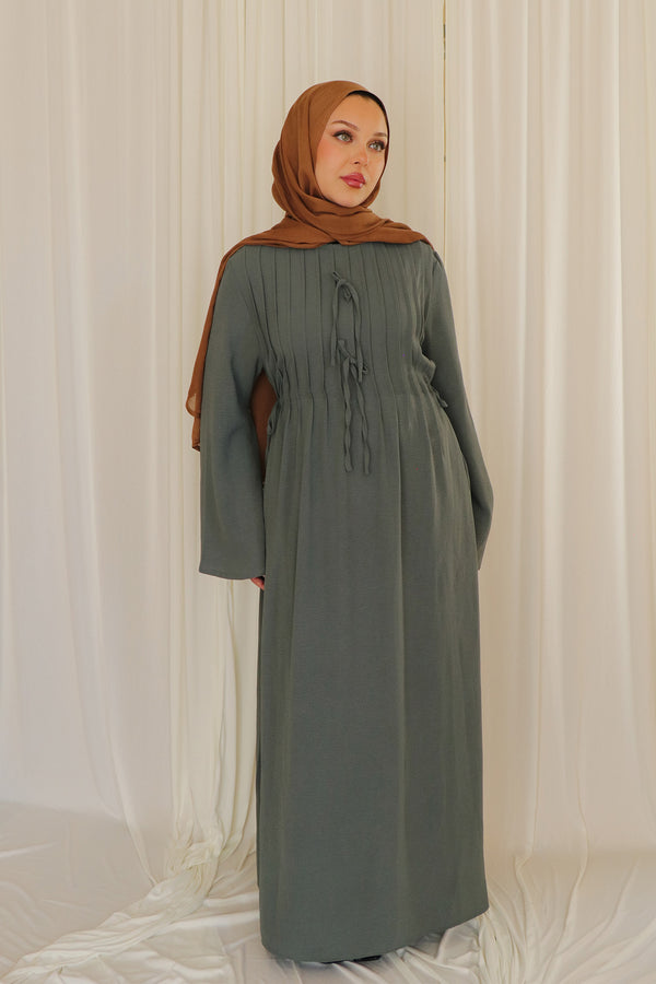 Noor Linen Essential Abaya- Cloudy Blue