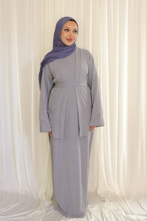 Belle premium Ribbed Knit Set- Dusty Blue