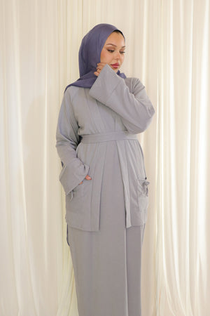 Belle premium Ribbed Knit Set- Dusty Blue