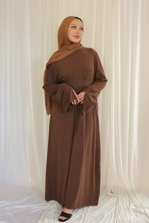Tala premium Ribbed Knit Abaya- Espresso