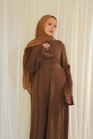 Tala premium Ribbed Knit Abaya- Espresso