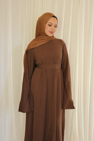 Tala premium Ribbed Knit Abaya- Espresso