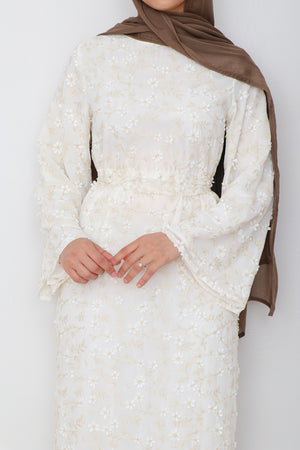 Inara Embroidery Dress- White