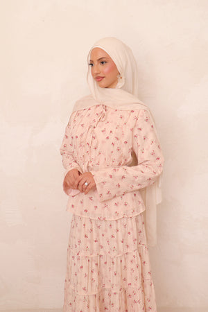 Nisa Gingham Floral Set - Rose