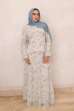 Mabel Floral Smock Skirt Set - Blue