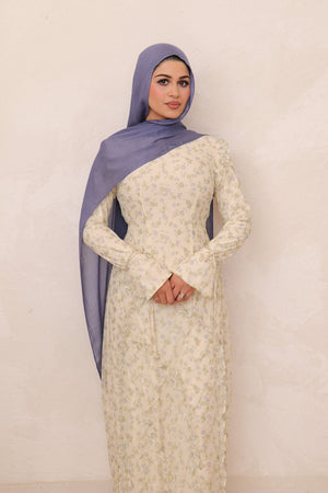 Daisy Mesh Flower Maxi Dress - Blue/Green