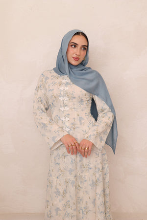 Mabel Floral Smock Skirt Set - Blue