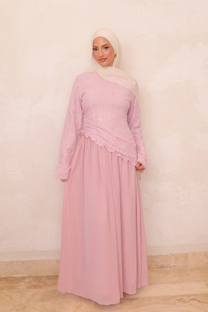 Ariya Lace Ruffle Set - Vintage Rose