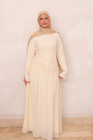 Ariya Lace Ruffle Set - Beige