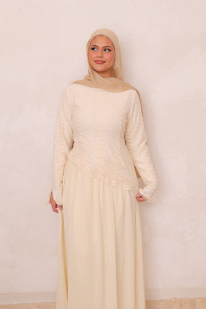 Ariya Lace Ruffle Set - Beige