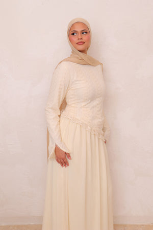 Ariya Lace Ruffle Set - Beige