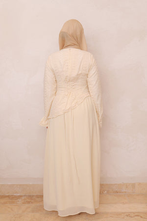 Ariya Lace Ruffle Set - Beige