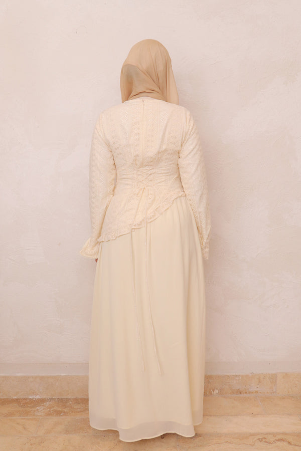 Ariya Lace Ruffle Set - Beige