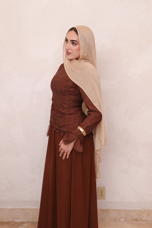 Ariya Lace Ruffle Set - Brown