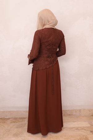 Ariya Lace Ruffle Set - Brown
