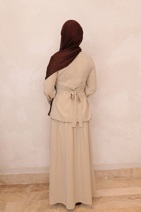 Camelia Linen Embroidery Set - Beige