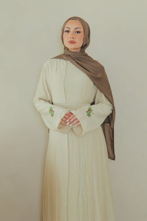 Palm Linen Abaya Set- camel