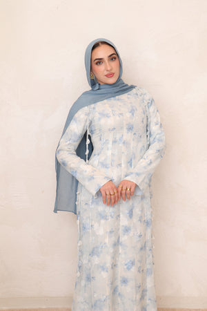Nailea Organza Floral Dress- Sea Blue