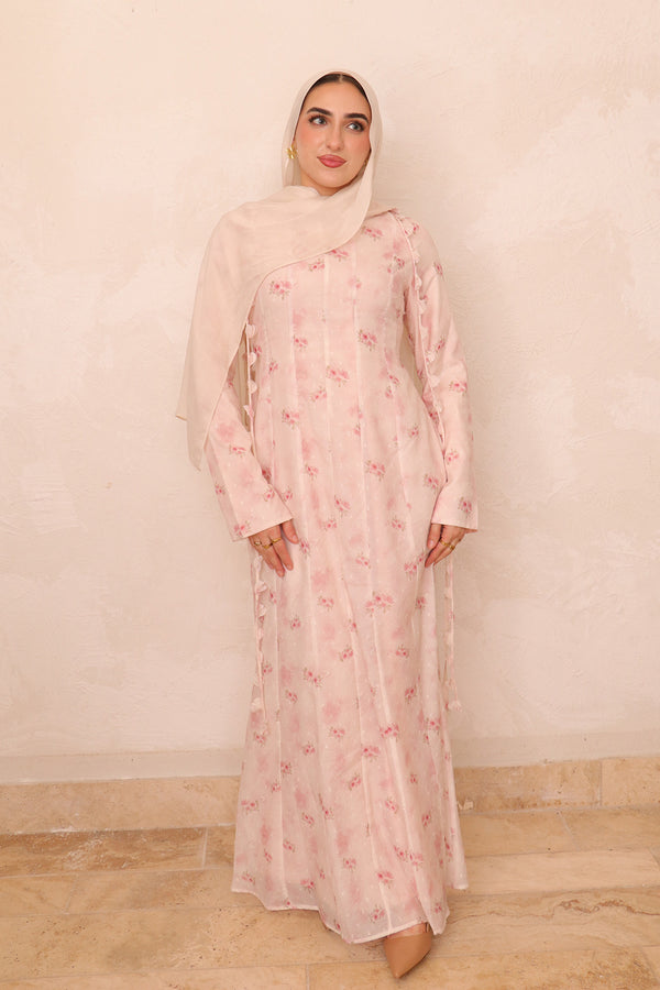 Nailea Organza Floral Dress- Blush Rose