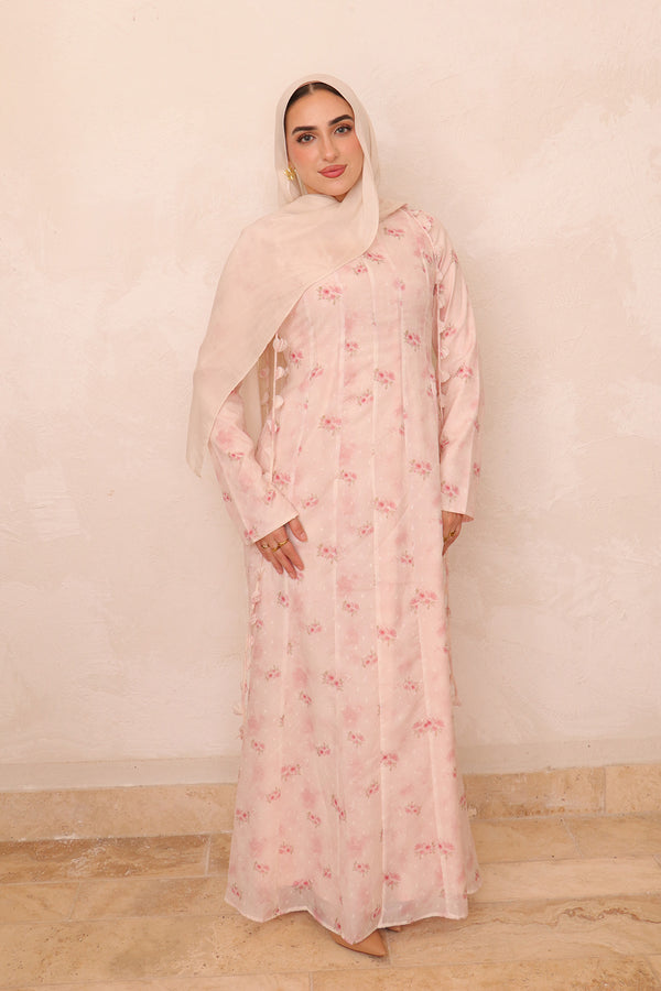 Nailea Organza Floral Dress- Blush Rose