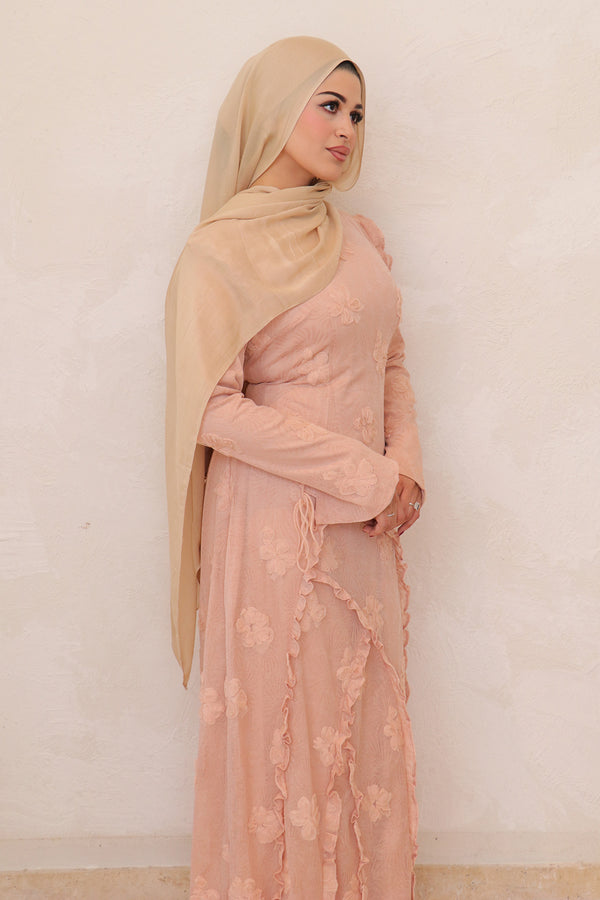 Daisy Mesh Flower Maxi Dress - Pink