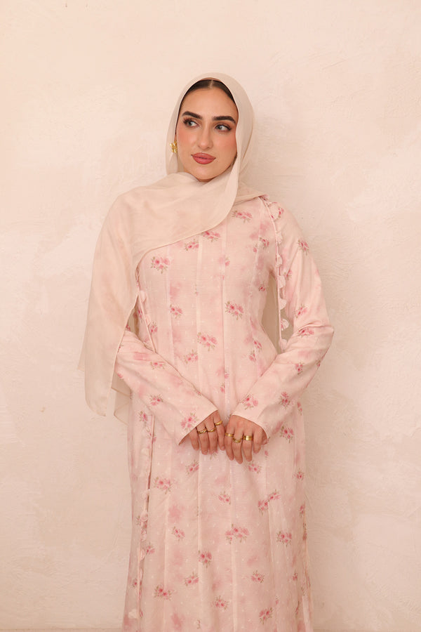 Nailea Organza Floral Dress- Blush Rose