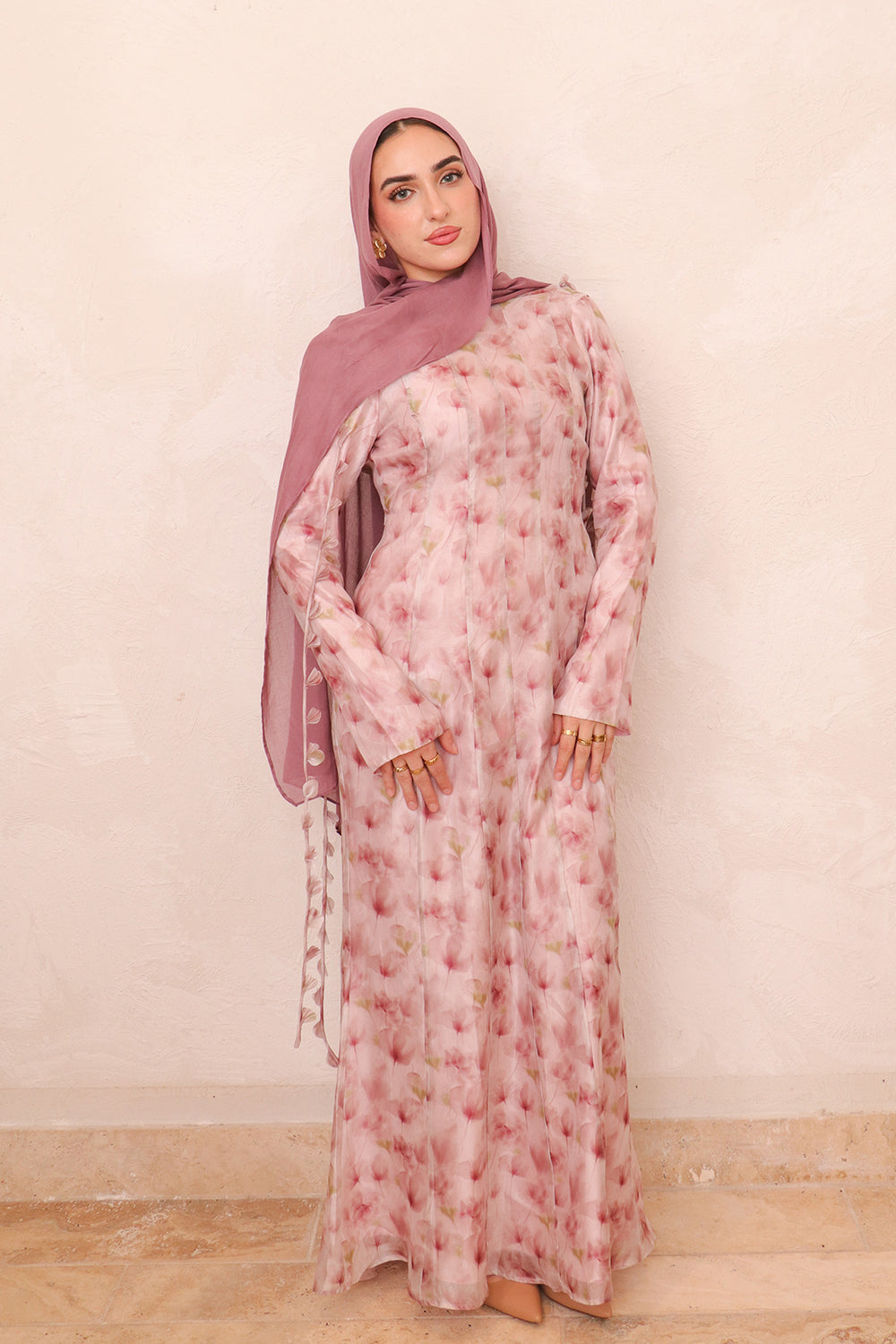 Nailea Organza Floral Dress- Tulip Pink