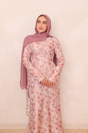 Nailea Organza Floral Dress- Tulip Pink