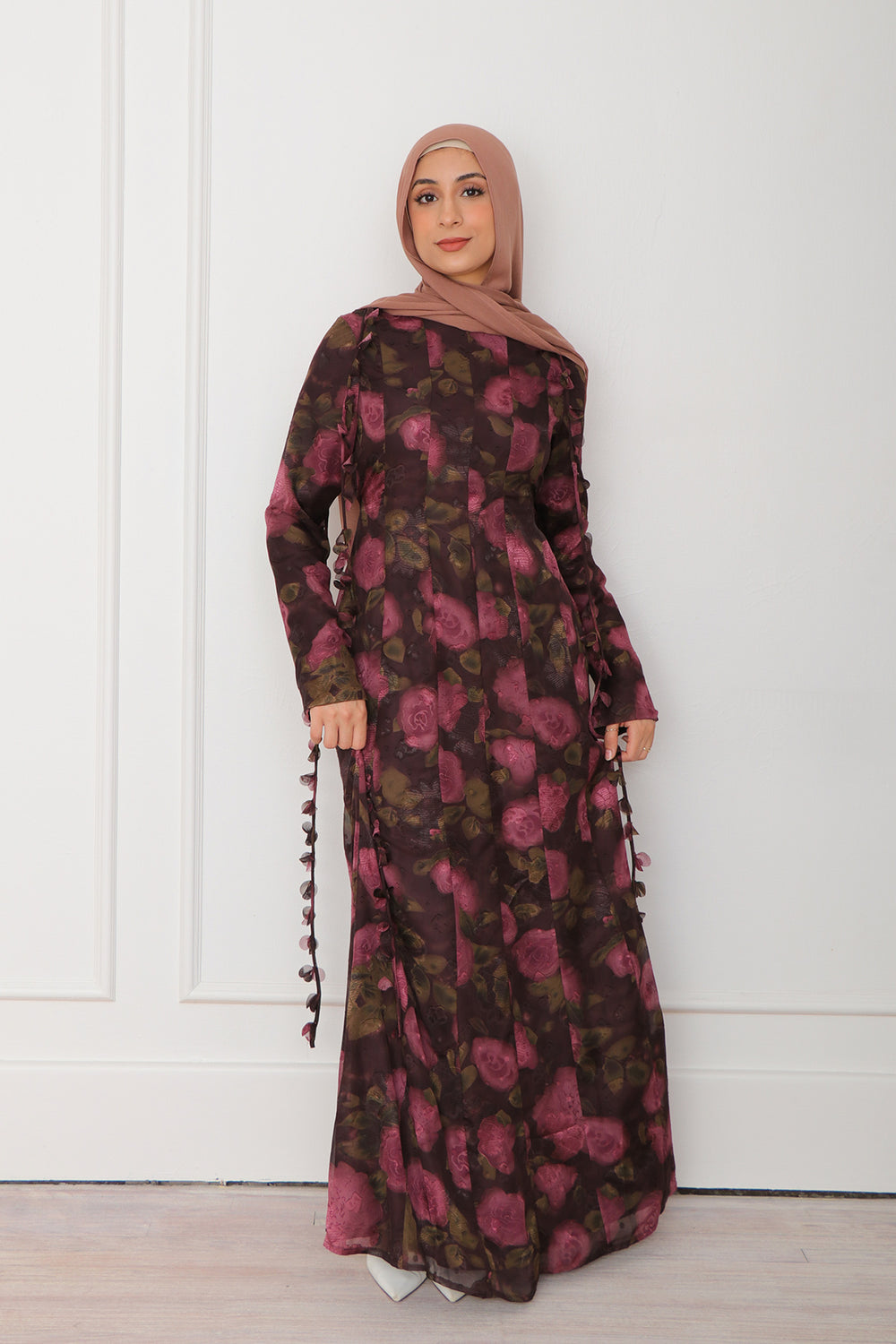 Nailea Organza Floral Dress- Plum