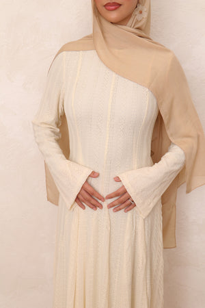 Sareen textured Chiffon Dress- Beige