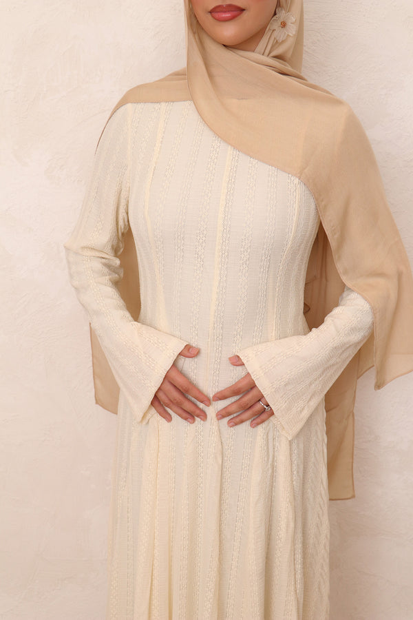 Sareen textured Chiffon Dress- Beige