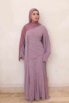 Aveline Textured Chiffon Lace Set - Soft Purple