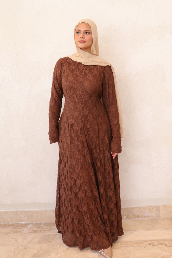 Sareen Lace Maxi Dress- Dark Brown