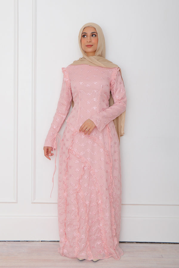 Limited Edition Daisy Embroidery Dress- Blush pink