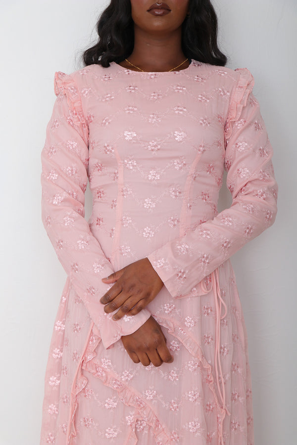 Limited Edition Daisy Embroidery Dress- Blush pink