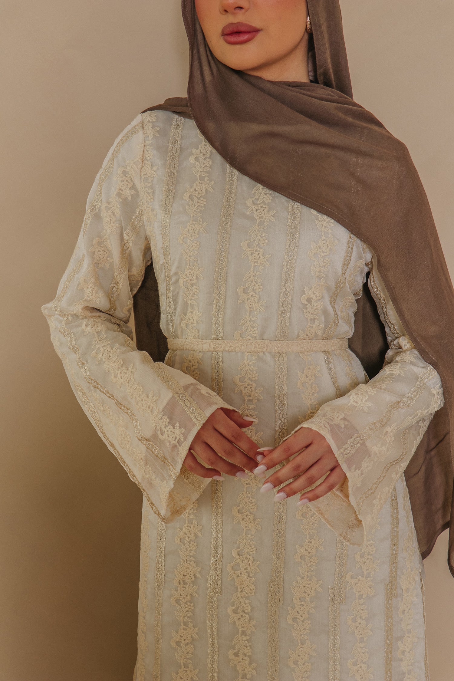 Elena Lace Maxi Dress- Beige Elena Lace Maxi Dress- Beige