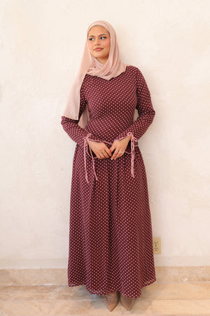 Clara Drop Waist Chiffon Dress - burgundy rose