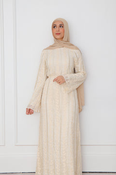 Elena Lace Maxi Dress- Beige
