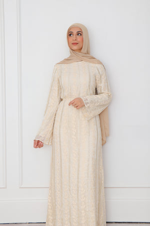 Elena Lace Maxi Dress- Beige