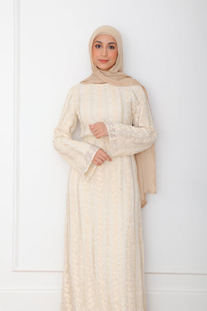 Elena Lace Maxi Dress- Beige
