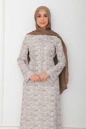 Evara Lace Bow Dress- Khaki