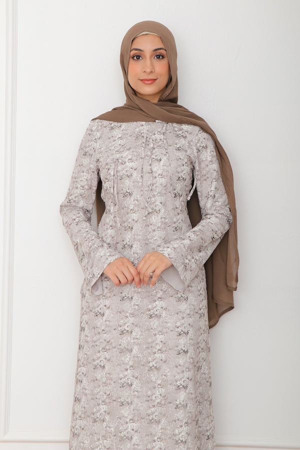 Evara Lace Bow Dress- Khaki