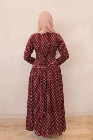 Clara Drop Waist Chiffon Dress - burgundy rose