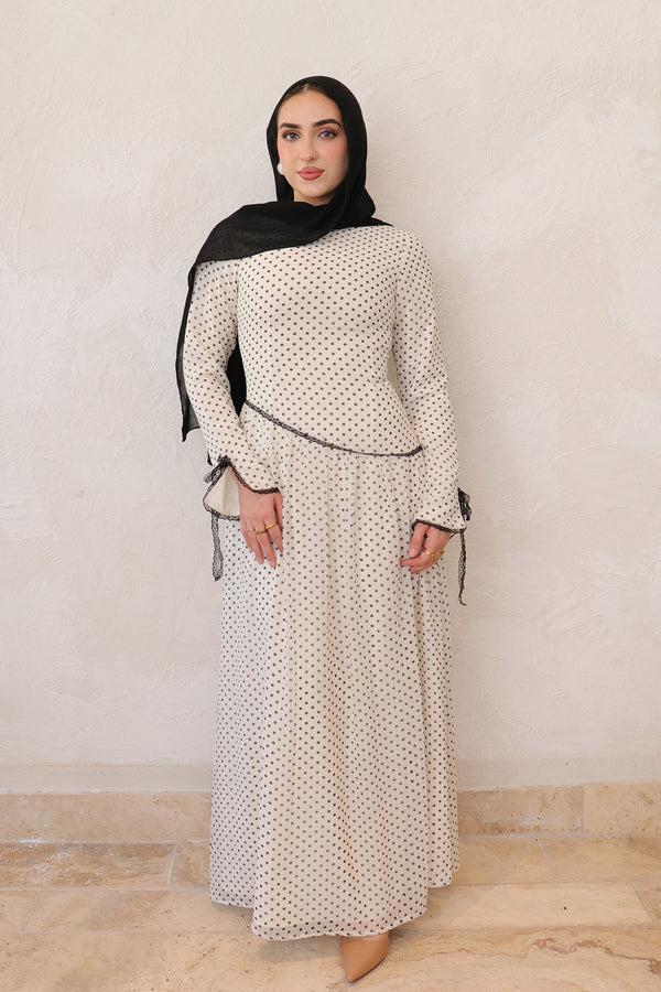 Clara Drop Waist Chiffon Dress - White