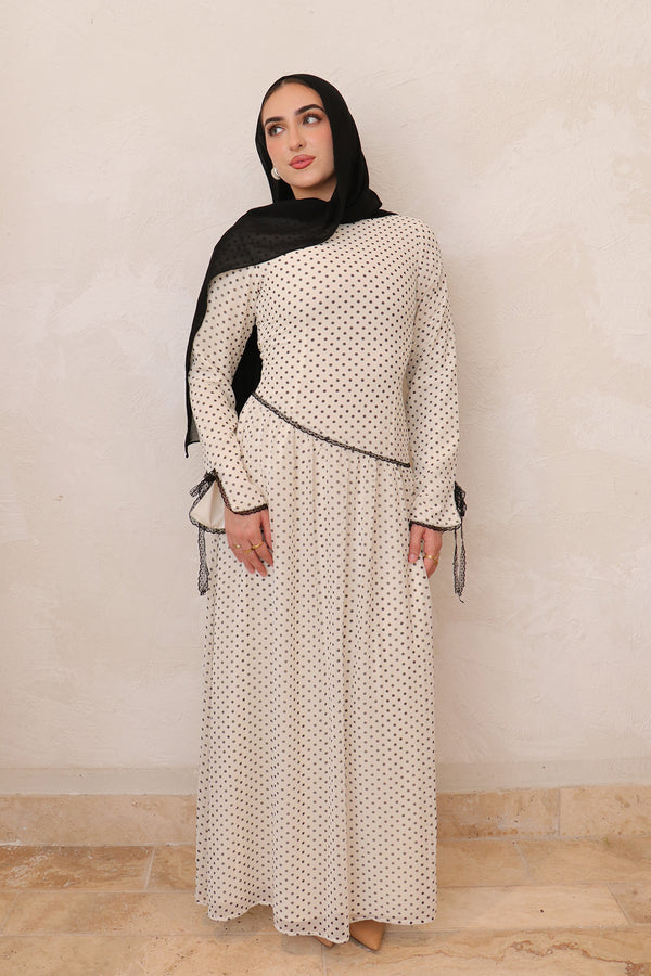 Clara Drop Waist Chiffon Dress - White