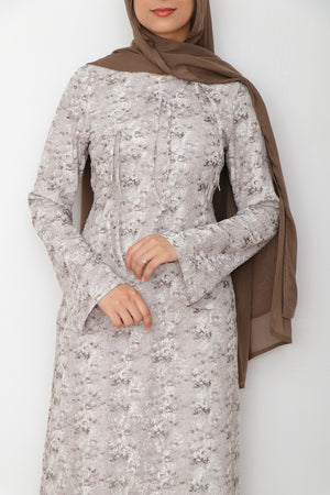 Evara Lace Bow Dress- Khaki