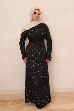 Elia Lace Polka Dot Dress - Black