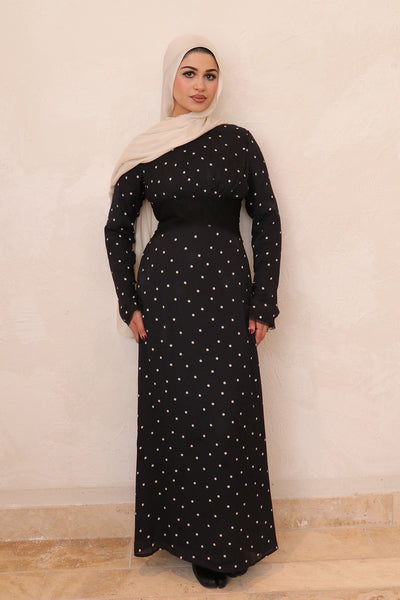 black polka dot long sleeve dress Elia Lace 97% Recycled Polyester/3% Elastane Honey Couture Macy's Black Color:Bottle Green Q3_24