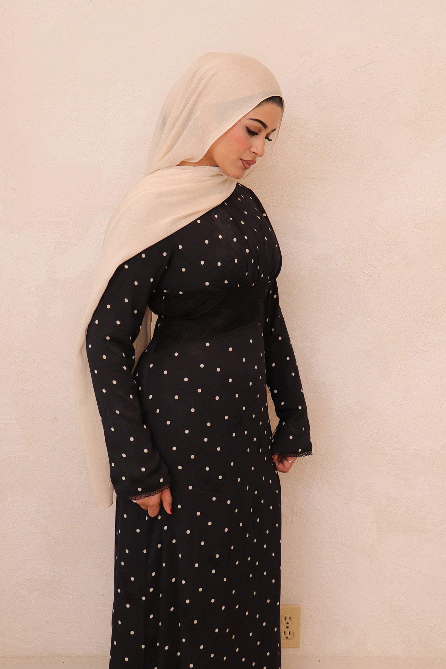 black polka dot dress long sleeve Winston Black Polka Dot Long Sleeve Mini Dress - US 2