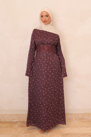 Elia Lace Polka Dot Dress - Purple